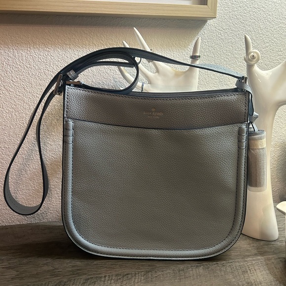 Kate Spade Orchard Street Hemsley blue dawn pebbled leather crossbody w/ tassels - Picture 9 of 14